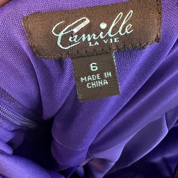 Camille La Vie Y2K Elegant Purple and Blue One-Shoulder Beaded Dress - Picture 11 of 12